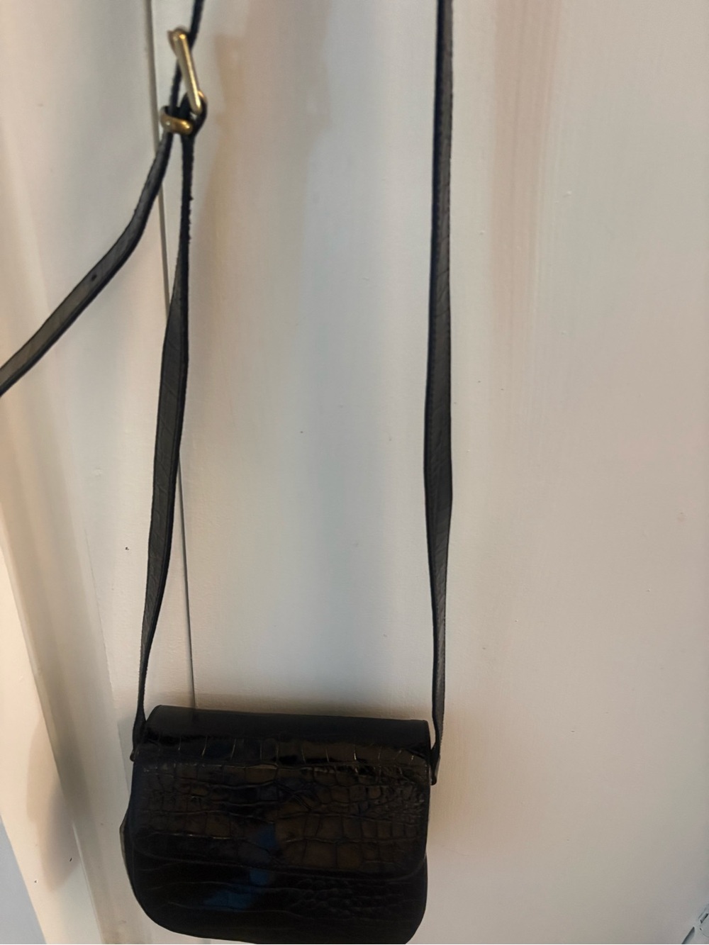 Furla Small Black Leather Crossbody Purse Pre Owned